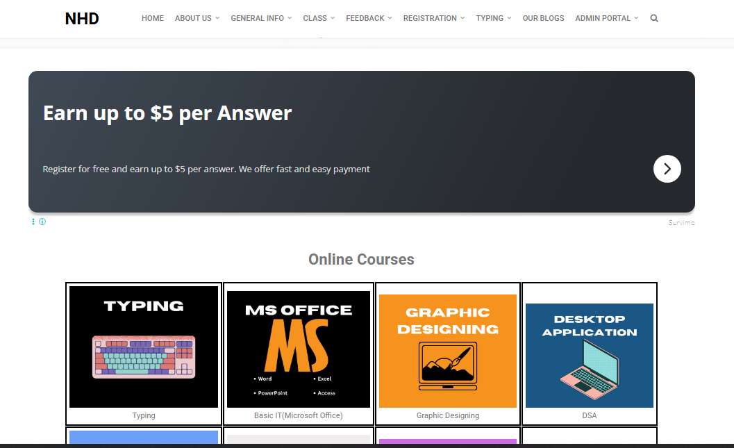 Online Institute Website